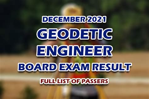 RESULT: December 2021 Geodetic Engineer board .